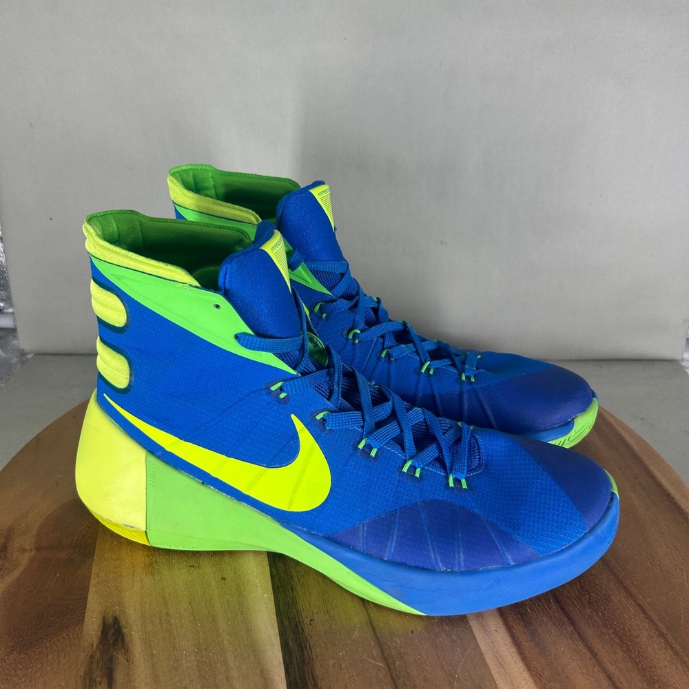 Nike Hyperdunk 2015 Blue Green Yellow Basketball Shoes 749561-473 Mens 11